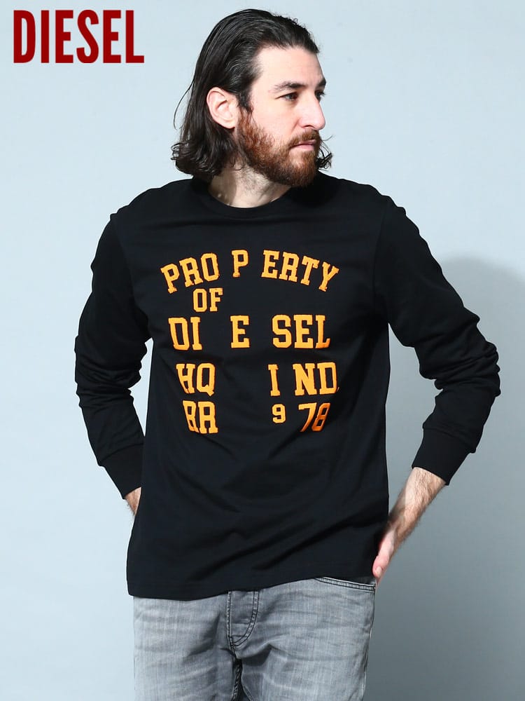 DIESEL (ディーゼル) フロントプリント クルーネック 長袖 Tシャツ T-Just-Ls-K1 DSA088310GRAI