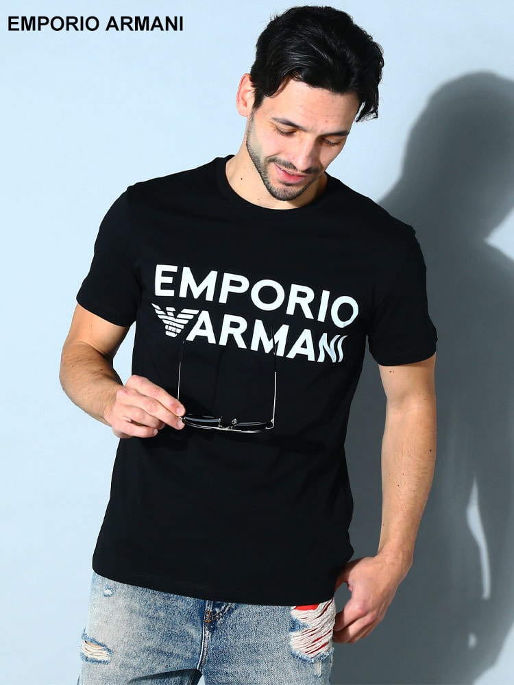 EMPORIO ARMANI (エンポリオアルマーニ) ロゴプリント クルーネック 半袖 Tシャツ EAS2118313R479