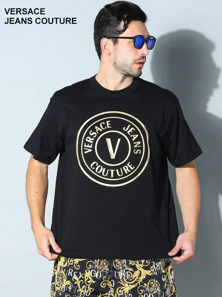 VERSACE JEANS COUTURE (ヴェルサーチェ ジーンズ クチュール) サークルロゴ クルーネック 半袖 Tシャツ VC74GAHT05CJ00T ブランド