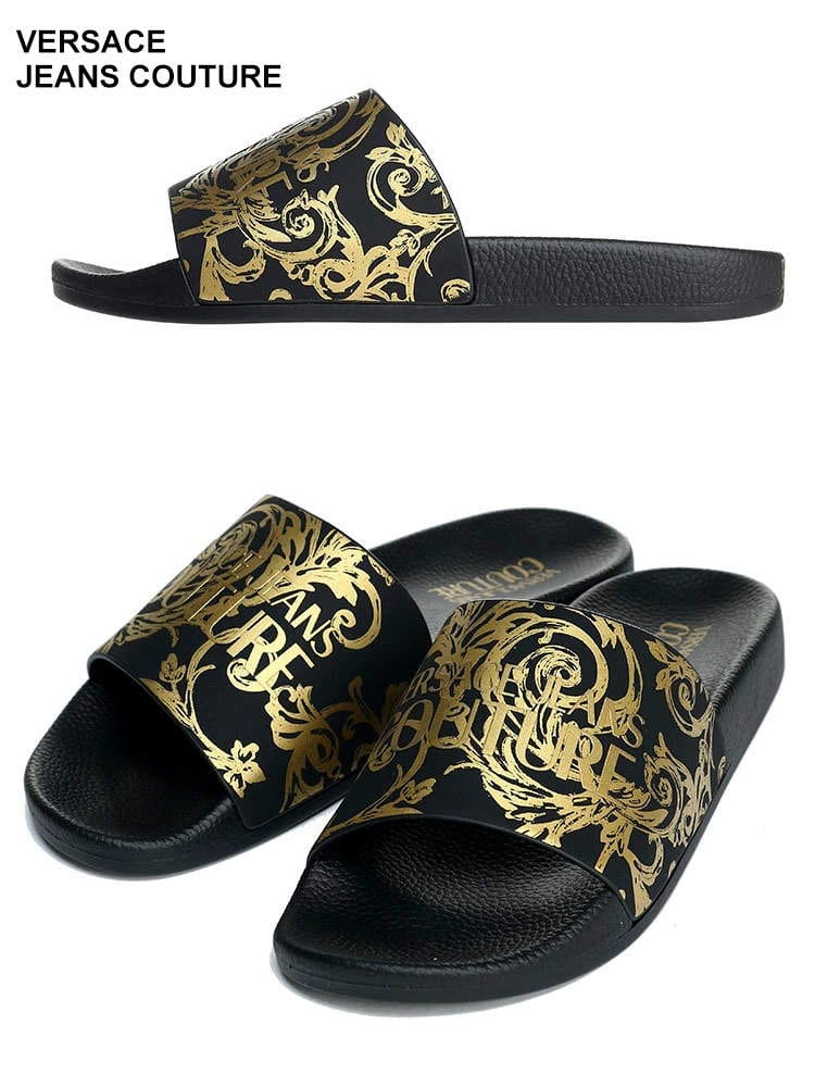 VERSACE JEANS COUTURE (ヴェルサーチェ ジーンズ クチュール) ロゴクチュール スライドサンダル VC74YA3SQ4ZS365 ブランド