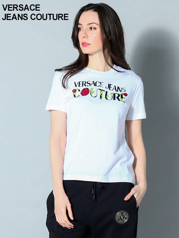 VERSACE JEANS COUTURE (ヴェルサーチェ ジーンズ クチュール) ロゴプリント クルーネック 半袖 Tシャツ VCL74HAHT15