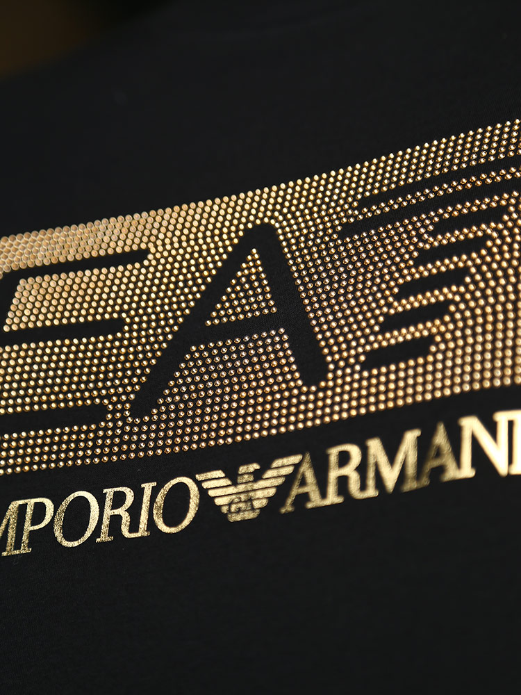 EMPORIO ARMANI EA7 エンポリオ アルマーニ スタッズ ゴールド ロゴ ...