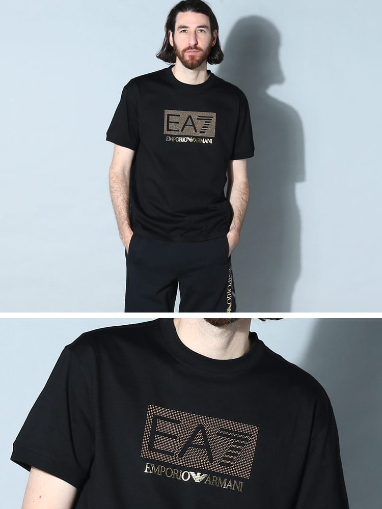 EMPORIO ARMANI EA7 エンポリオ アルマーニ スタッズ ゴールド ロゴ 