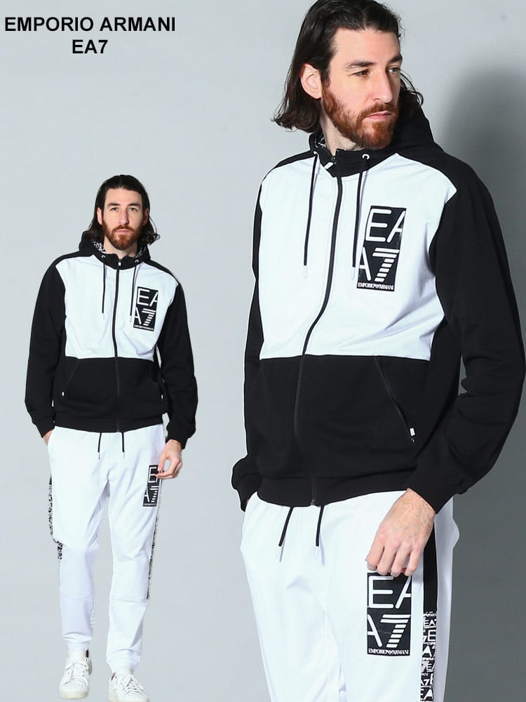 EMPORIO ARMANI EA7 (エンポリオアルマーニ) バイカラー ジップパーカー ロングパンツ セットアップ EA73RPM55PJ05ZS ブランド
