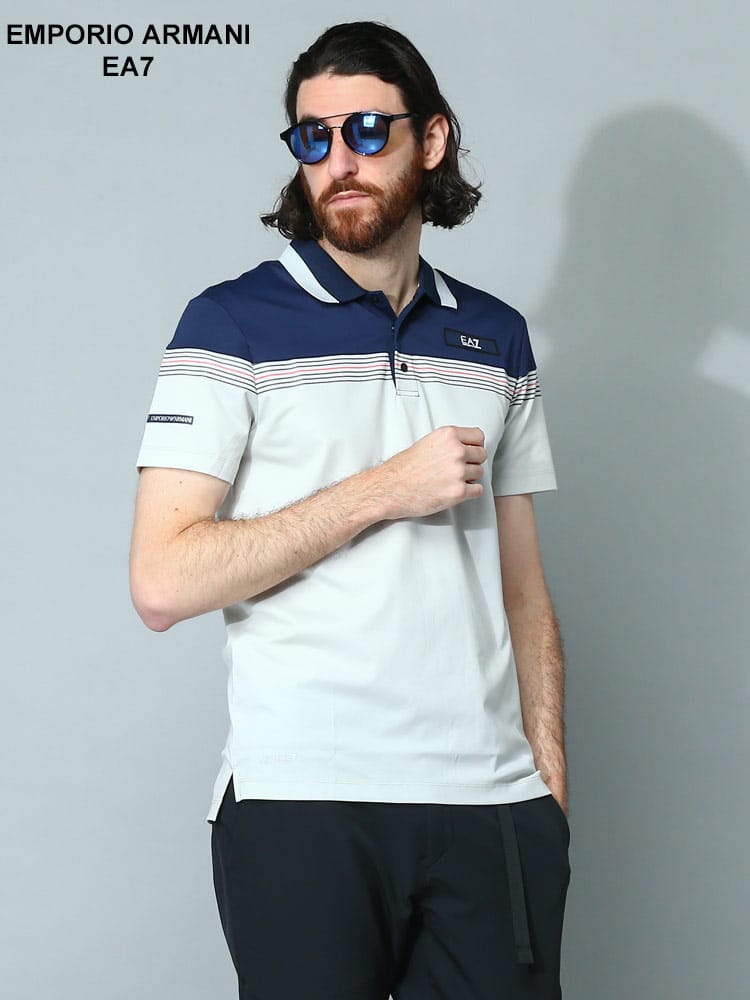 EMPORIO ARMANI EA7 (エンポリオ アルマーニ) ライン 切り替え 半袖 ポロシャツ EA73RPF06PJMYZ メンズ ブランド