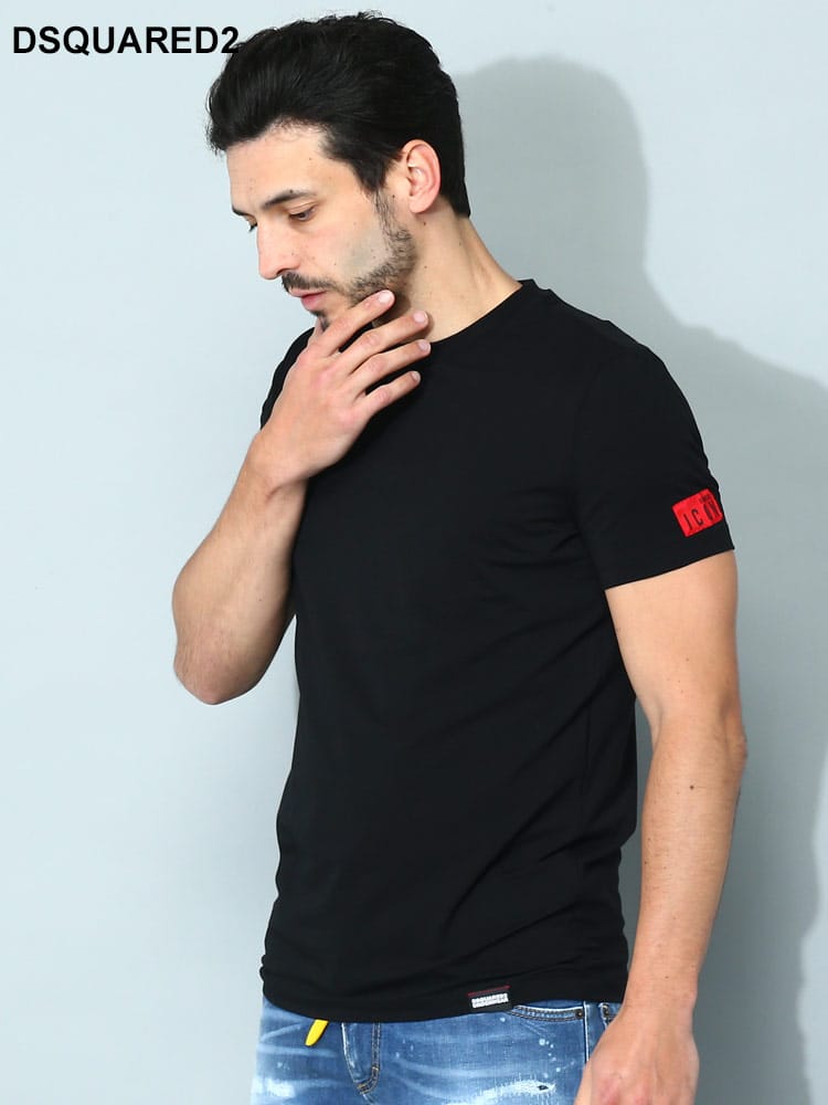 DSQUARED2 (ディースクエアード) 袖ICONロゴ クルーネック 半袖 アンダーTシャツ メンズ ブランドD2D9M20448