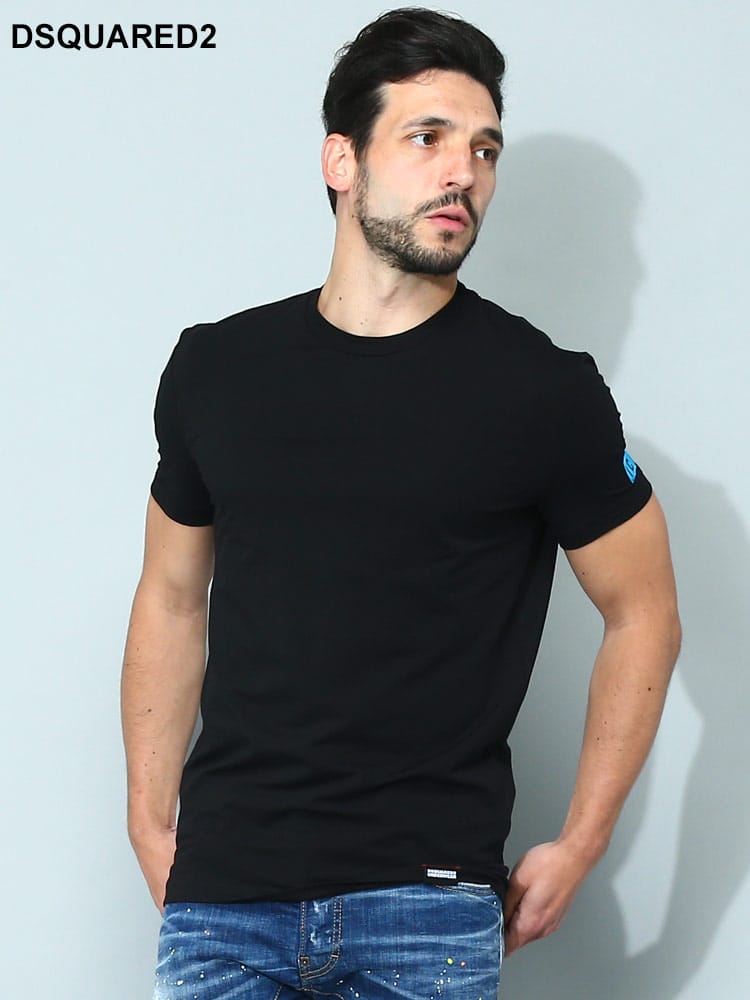 DSQUARED2 (ディースクエアード) 袖ICONロゴ クルーネック 半袖 アンダーTシャツ メンズ ブランドD2D9M20448