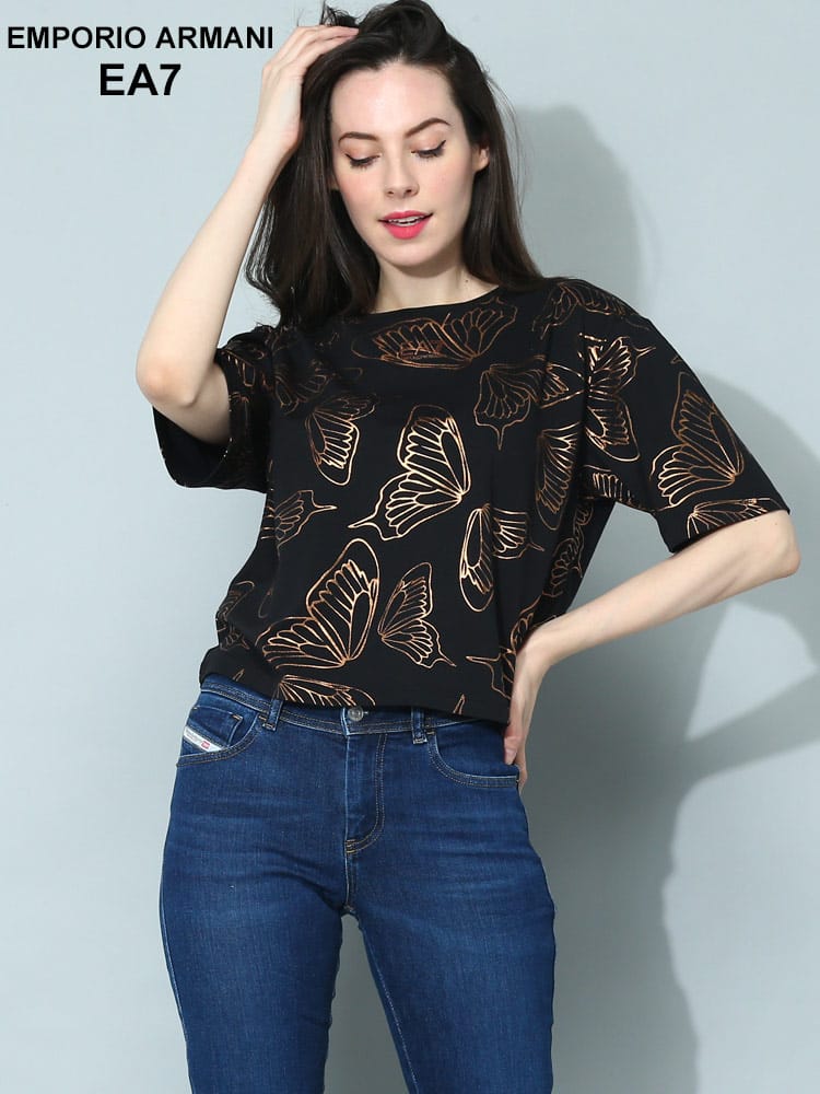 EMPORIO ARMANI EA7 (エンポリオ アルマーニ) 総柄プリント クルーネック 半袖 Tシャツ EA7L3RTT16TJDZレディース ブランド