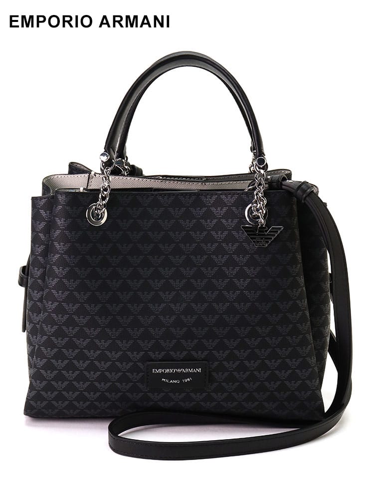 EMPORIO ARMANI (エンポリオアルマーニ) オールオーバーイーグル イーグルチャーム ハンドバッグ レディース ブランド EALY3D159YS3