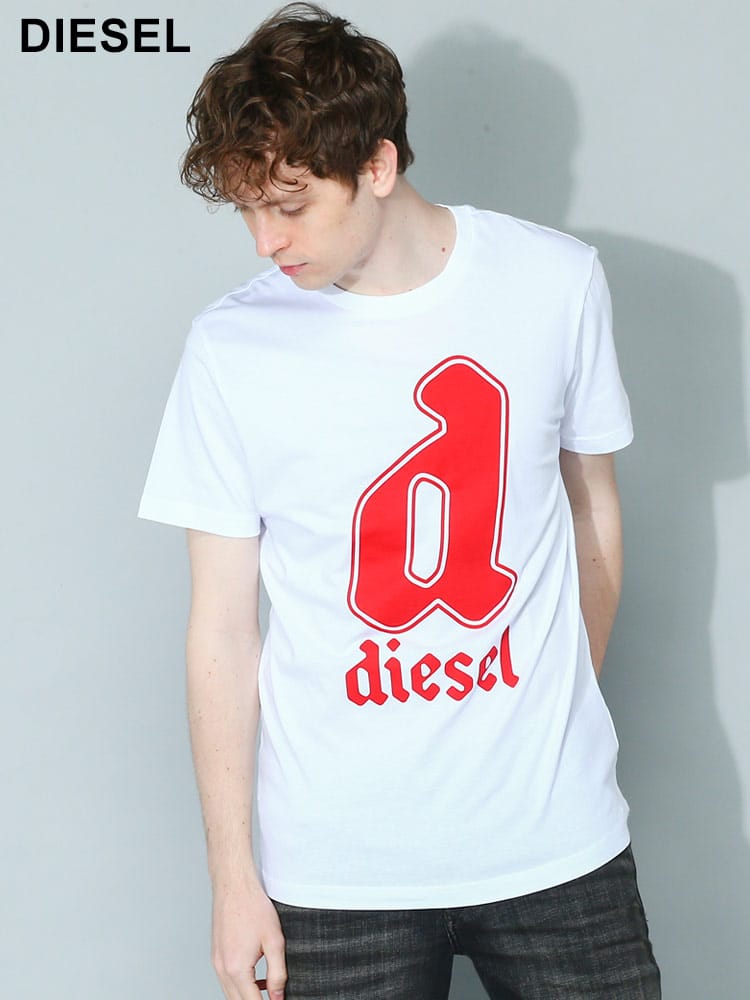 DIESEL (ディーゼル) ロゴプリント クルーネック 半袖 Tシャツ T-DIEGOR-K54 DSA086810GRAI メンズ ブランド