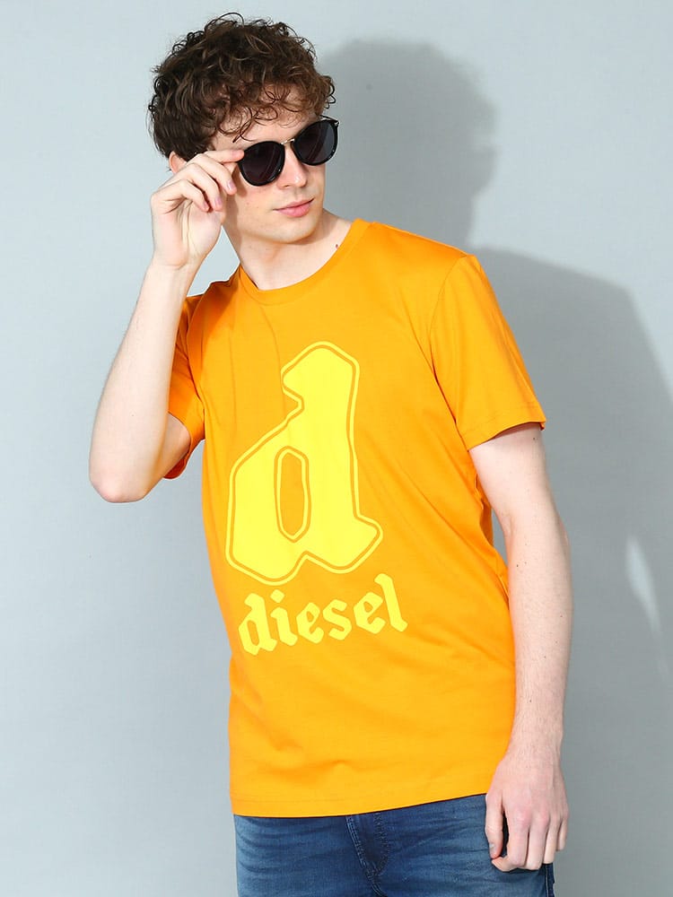 DIESEL (ディーゼル) ロゴプリント クルーネック 半袖 Tシャツ T-DIEGOR-K54 DSA086810GRAI メンズ ブランド
