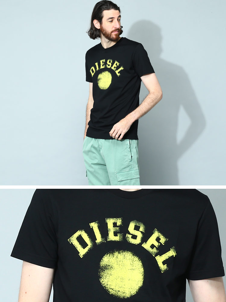 DIESEL (ディーゼル) フロントプリント クルーネック 半袖 Tシャツ T 