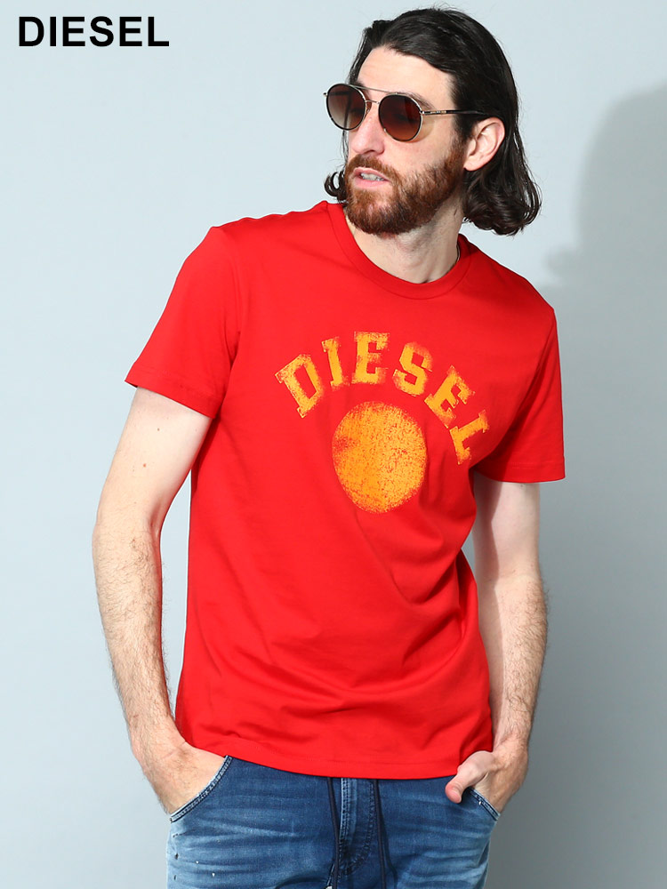 DIESEL (ディーゼル) フロントプリント クルーネック 半袖 Tシャツ T