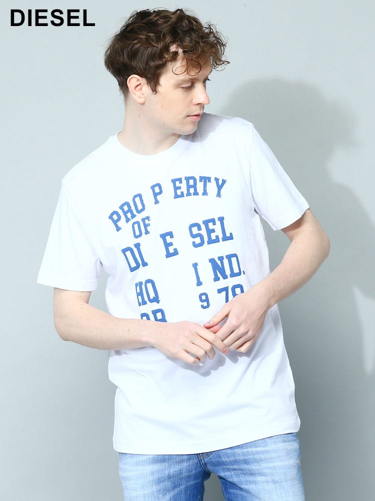 DIESEL (ディーゼル) フロントプリント クルーネック 半袖 Tシャツ T-Diegor-K59 DSA086890GRAI ブランド メンズ