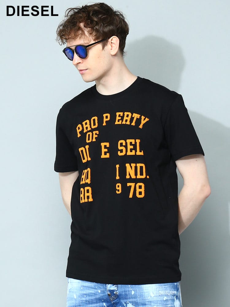 DIESEL (ディーゼル) フロントプリント クルーネック 半袖 Tシャツ T-Diegor-K59 DSA086890GRAI ブランド メンズ