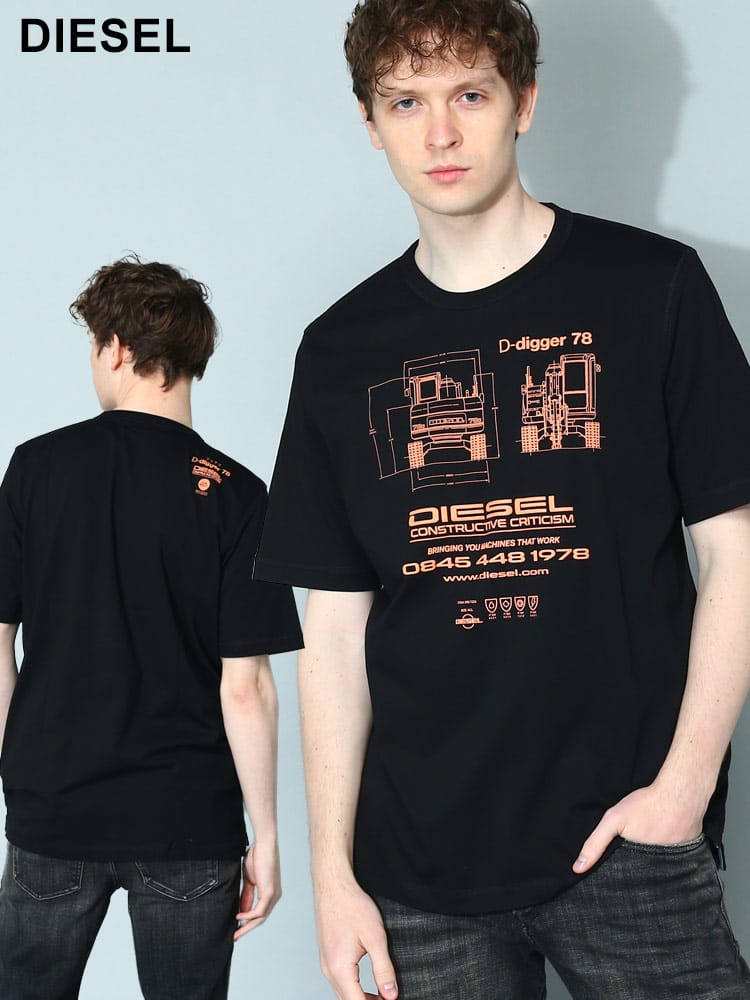 DIESEL (ディーゼル) プリント クルーネック 半袖 Tシャツ T-Just-Slits-G1 DSA090310CJAC メンズ ブランド