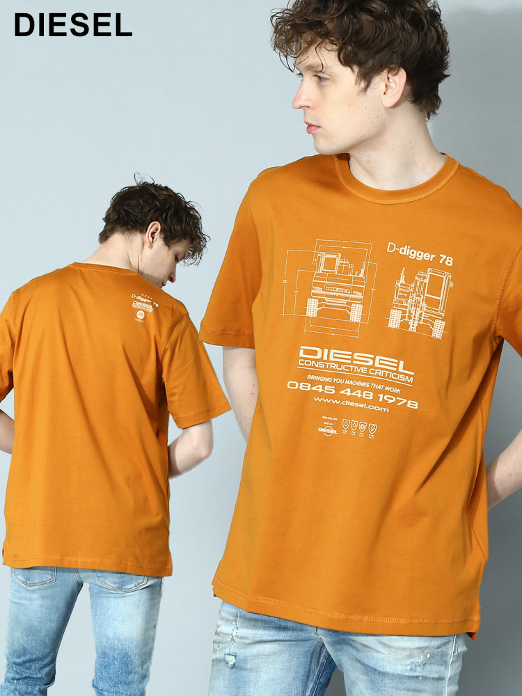 DIESEL (ディーゼル) プリント クルーネック 半袖 Tシャツ T-Just-Slits-G1 DSA090310CJAC メンズ ブランド