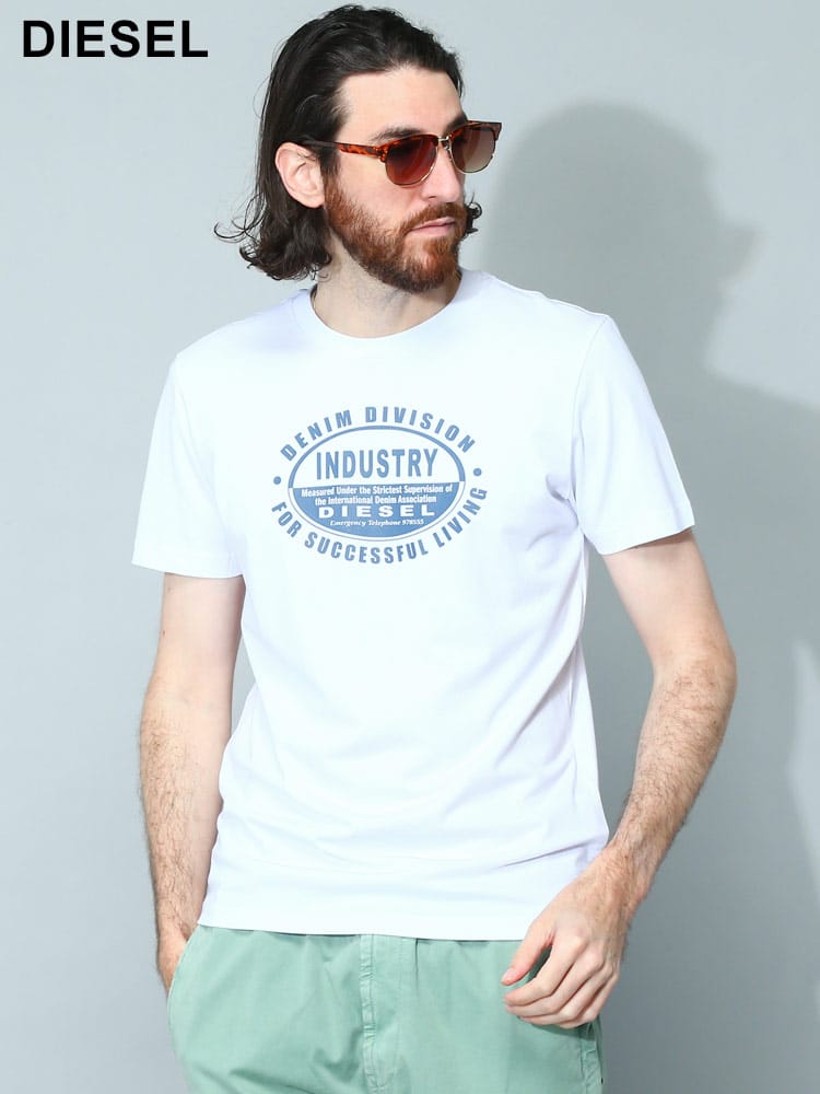 DIESEL (ディーゼル) フロントプリント クルーネック 半袖 Tシャツ T-DIEGOR-K60 メンズ ブランド DSA103770GRAI