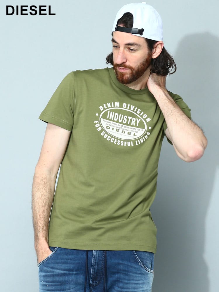 DIESEL (ディーゼル) フロントプリント クルーネック 半袖 Tシャツ T-DIEGOR-K60 メンズ ブランド DSA103770GRAI