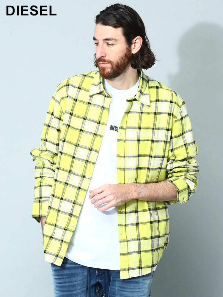 DIESEL (ディーゼル) コットン チェック 長袖 シャツ S-UMBE-CHECK-N メンズ ブランド DSA085370TFAJ