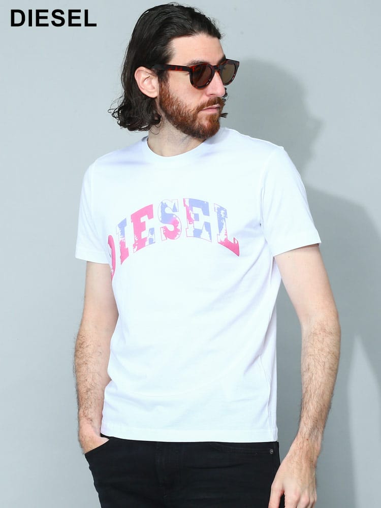 DIESEL (ディーゼル) ロゴプリント クルーネック 半袖 Tシャツ T-DIEGOR-G14 メンズ ブランド DSA106420AAXJ