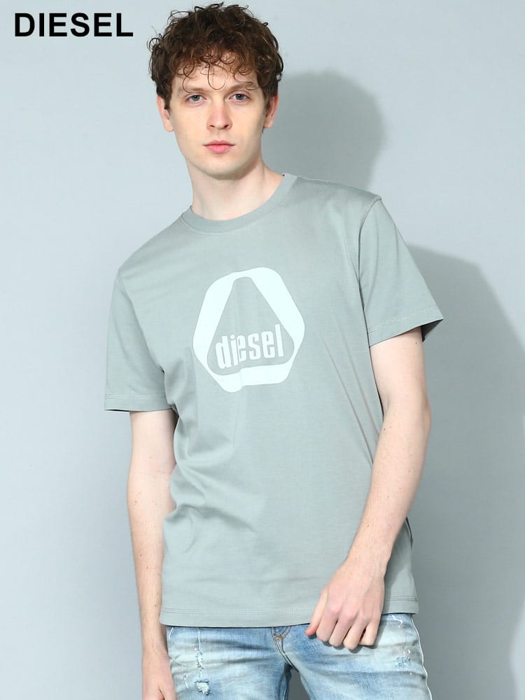 DIESEL (ディーゼル) ロゴプリント クルーネック 半袖 Tシャツ T-Diegor-G10 DSA096740CATM メンズ ブランド