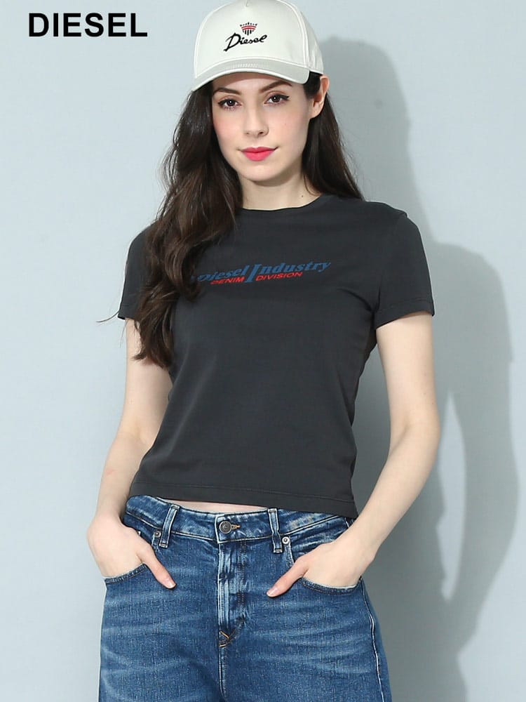 DIESEL (ディーゼル) ロゴプリント クルーネック 半袖 Tシャツ DSLA050980レディース ブランド