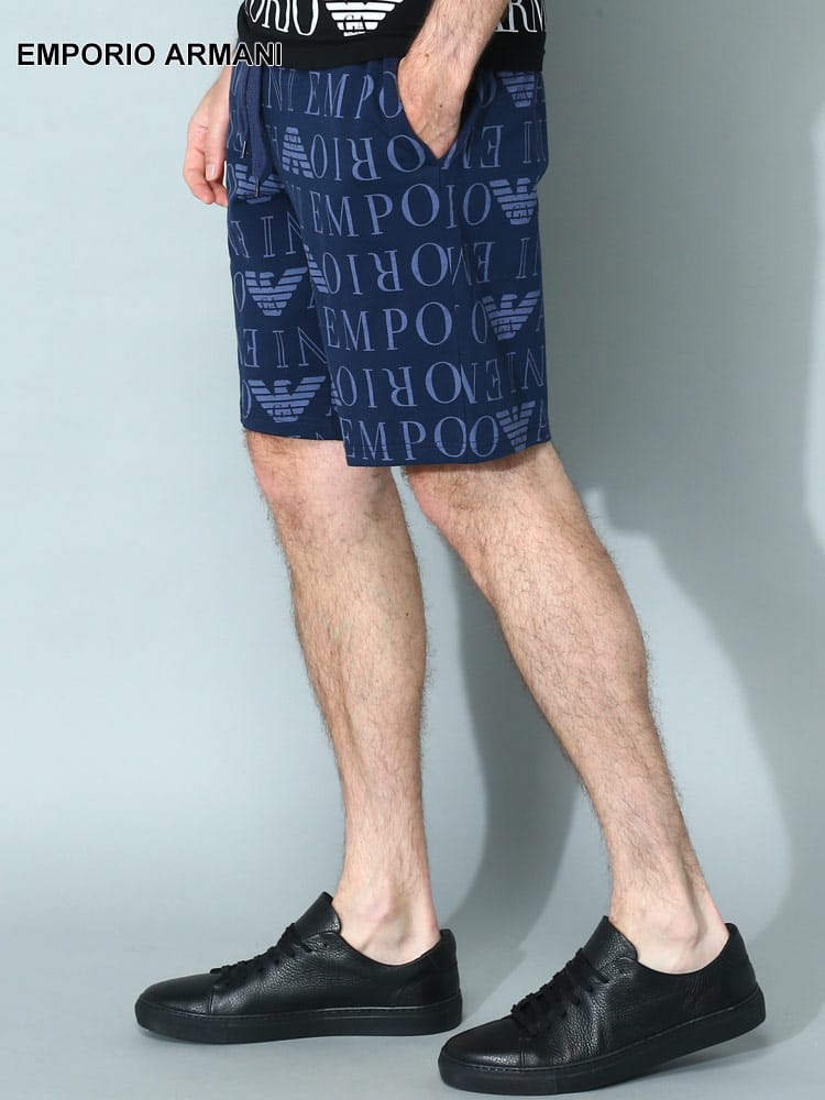 EMPORIO ARMANI (エンポリオアルマーニ) 総ロゴ スウェット ショートパンツ EAU1110043R566 メンズ ブランド