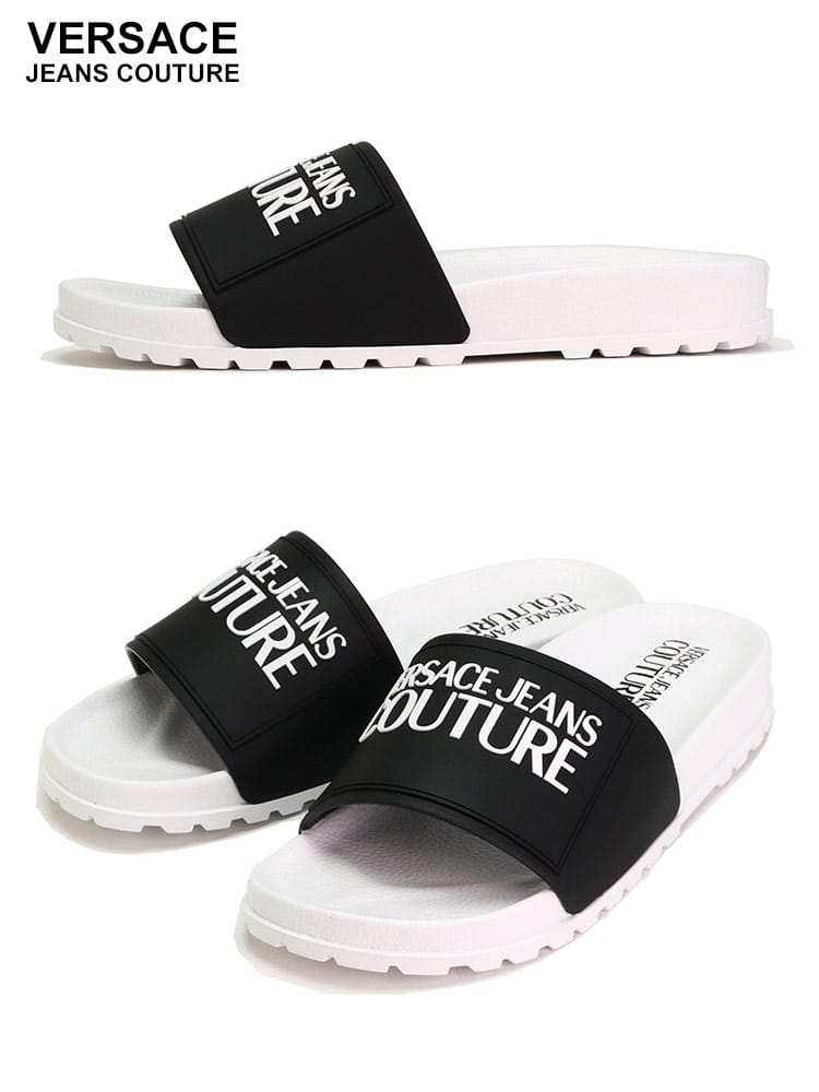 VERSACE JEANS COUTURE (ヴェルサーチェ ジーンズ クチュール) ロゴ スライドサンダル メンズ ブランド VC74YA3SQ271353