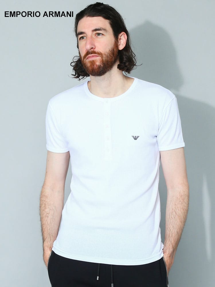 EMPORIO ARMANI (エンポリオアルマーニ) ワンポイント ヘンリーネック 半袖 アンダーTシャツ EAU1120143R503 メンズ ブランド