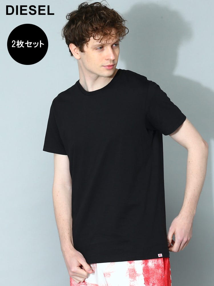 【オンラインストア限定】 DIESEL (ディーゼル) 無地 クルーネック 半袖 アンダーTシャツ 2枚セット DSA054270BVFB メンズ ブランド