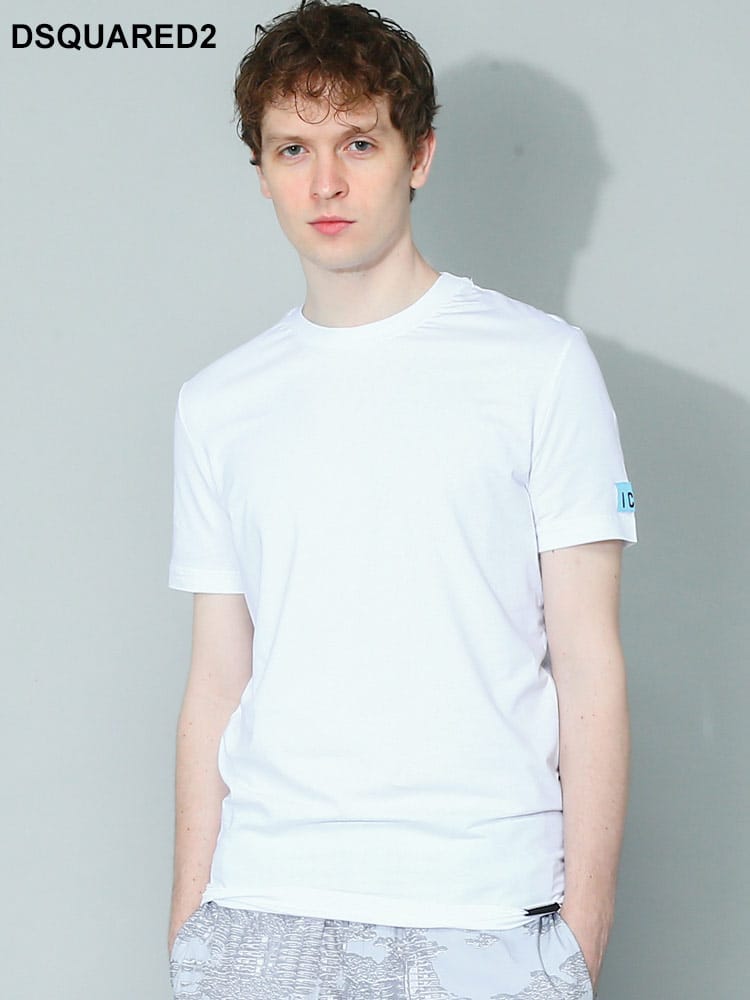 DSQUARED2 (ディースクエアード) 袖ICONロゴ クルーネック 半袖 アンダーTシャツ D2D9M20448WHITE メンズ ブランド
