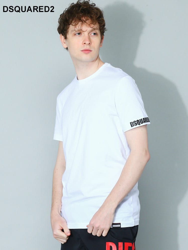 DSQUARED2 (ディースクエアード) 袖ロゴ クルーネック 半袖 アンダーTシャツ D2D9M3S453 メンズ ブランド