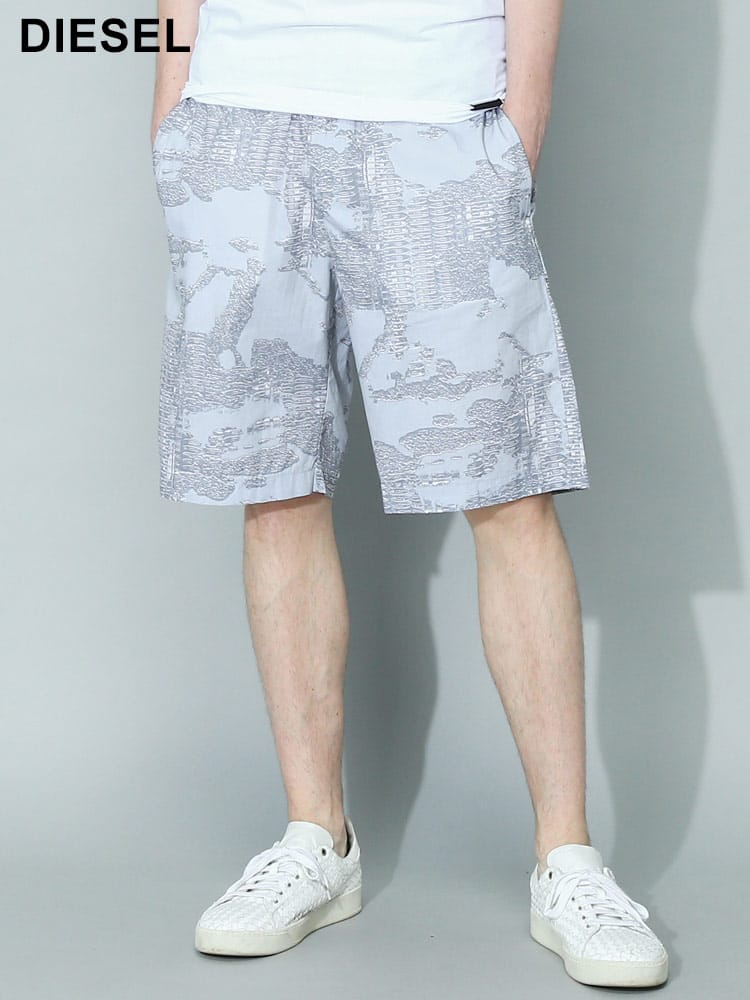DIESEL (ディーゼル) コットンポプリン 総柄 ショートパンツ P-FERG DSA084990JLAX メンズ ブランド