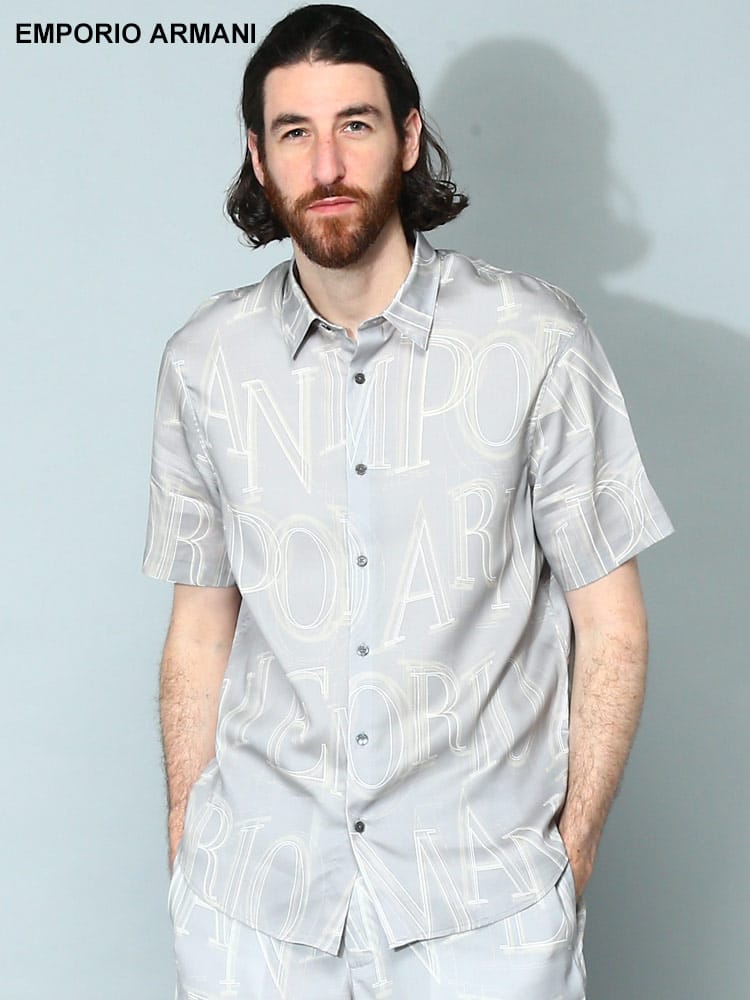 EMPORIO ARMANI (エンポリオアルマーニ) 総柄プリント 半袖 シャツ EA3R1CQ71NWDZ メンズ ブランド