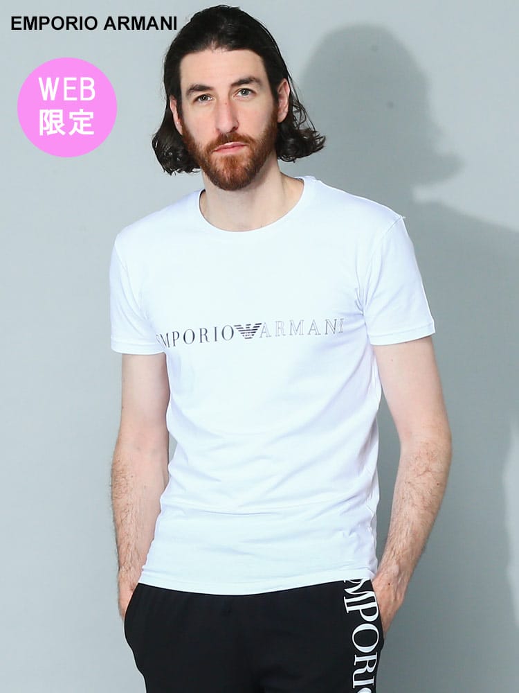 【オンラインストア限定】 EMPORIO ARMANI (エンポリオアルマーニ) ロゴプリント クルーネック 半袖 アンダーTシャツ EAU1110353R729 メンズ ブランド