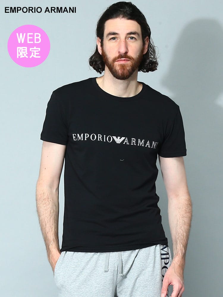 【オンラインストア限定】 EMPORIO ARMANI (エンポリオアルマーニ) ロゴプリント クルーネック 半袖 アンダーTシャツ EAU1110353R729 メンズ ブランド