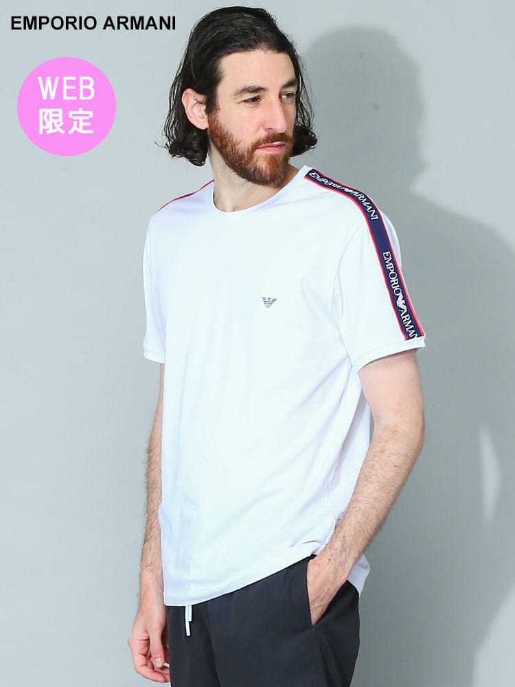 【オンラインストア限定】 EMPORIO ARMANI (エンポリオアルマーニ) ラインロゴ クルーネック 半袖 アンダーTシャツ EAU1118903R717 メンズ ブランド