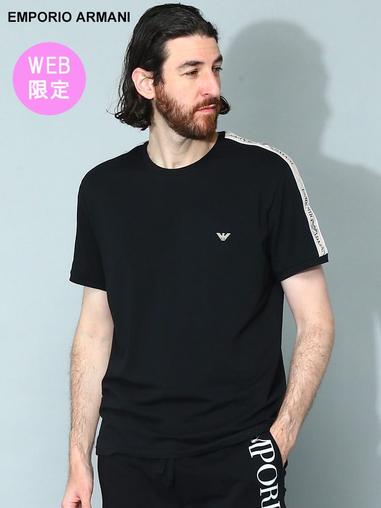 【オンラインストア限定】 EMPORIO ARMANI (エンポリオアルマーニ) ラインロゴ クルーネック 半袖 アンダーTシャツ EAU1118903R717 メンズ ブランド