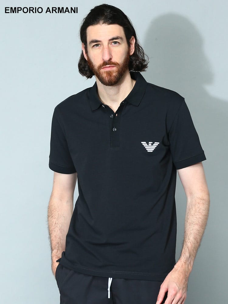 EMPORIO ARMANI (エンポリオアルマーニ) ロゴ刺繍 半袖 ポロシャツ EAS2118043R482 メンズ ブランド