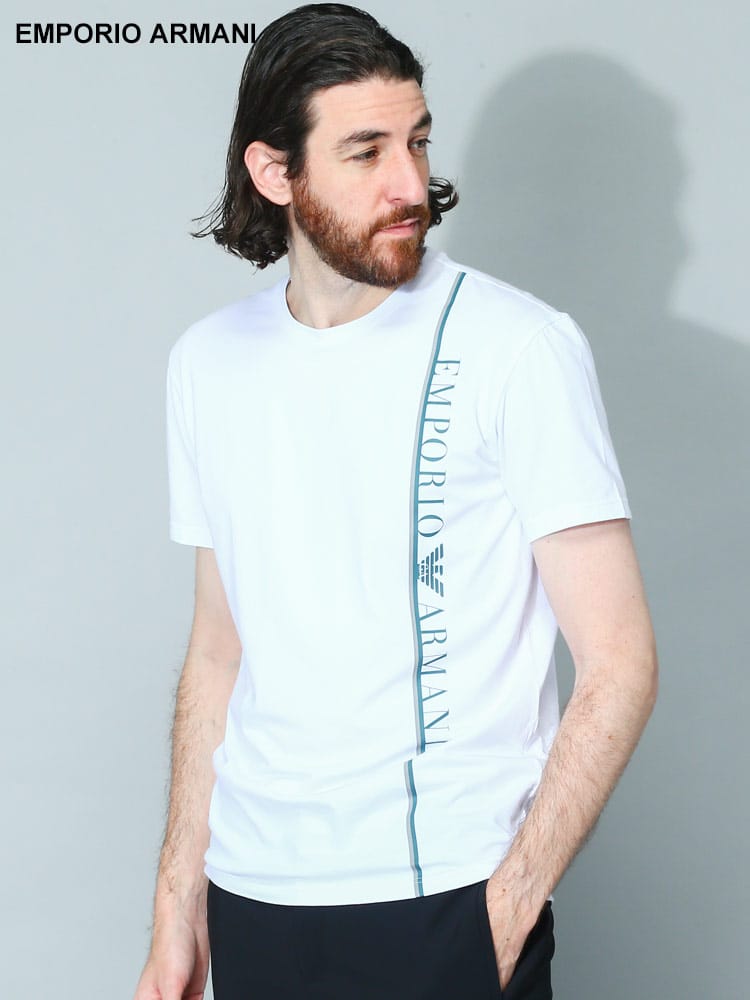 EMPORIO ARMANI (エンポリオアルマーニ) 縦ロゴプリント クルーネック 半袖 アンダーTシャツ EAU1119713R525 メンズ ブランド