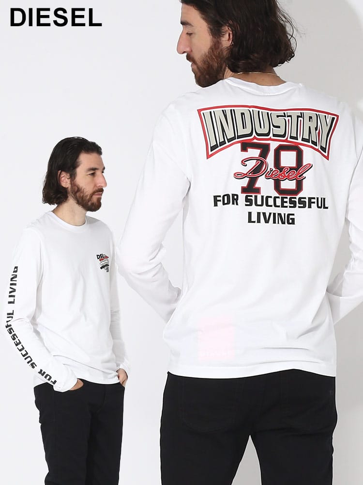 DIESEL (ディーゼル) バックプリント クルーネック 長袖 Tシャツ DSA110490GRAI ブランド メンズ 男性 トップス