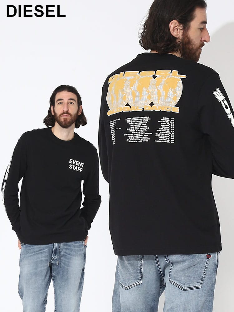 DIESEL (ディーゼル) バックプリント クルーネック 長袖 Tシャツ DSA110880EFAN ブランド メンズ 男性 トップス