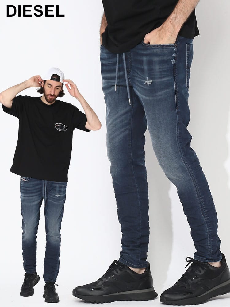 DIESEL (ディーゼル) ダメージ ウエストコード ジーンズ Joggjeans E-SPENDER DSA10736068FQ ブランド メンズ 男性 ボトムス
