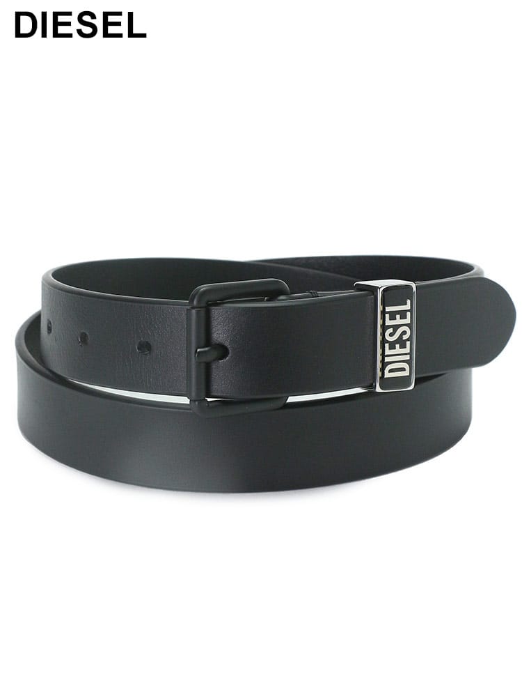 DIESEL (ディーゼル) レザー ロゴメタルループ ベルト B-Glossy Loop DSX09583PR227 ブランド メンズ 男性 レザー