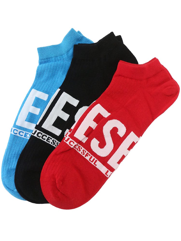 DIESEL (ディーゼル) ロゴ ローアンクル ソックス 3足セット Skm-Gost-Threepack DS00SI8H0THAS ブランド メンズ 男性 ソックス