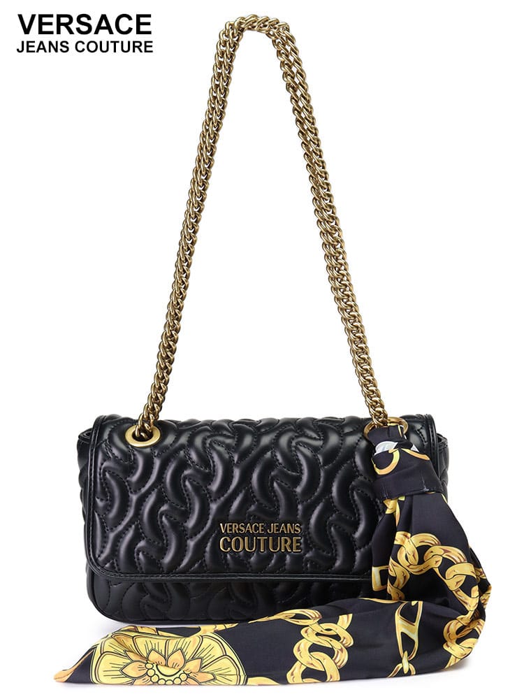 VERSACE JEANS COUTURE (ヴェルサーチェ ジーンズ クチュール) バロックスカーフ チェーンストラップ フラップバッグ VCL75VA4BA2 ブランド レディース バッグ 鞄