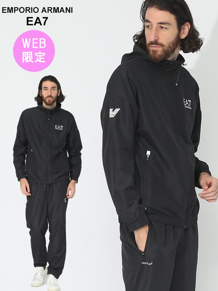 【オンラインストア限定】 EMPORIO ARMANI EA7 (エンポリオ アルマーニ) ワンポイントロゴ フルジップ パーカー ロングパンツ セットアップ EA78NPV08PN4HZ ブランド メンズ 男性 セット