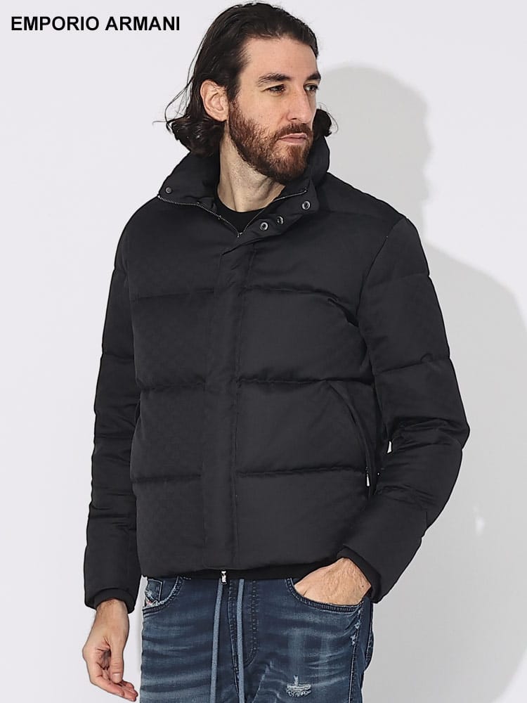 EMPORIO ARMANI (エンポリオアルマーニ) ジャガードイーグル フルジップ ダウンジャケット EA8N1BN31NHQZ ブランド メンズ 男性 アウター