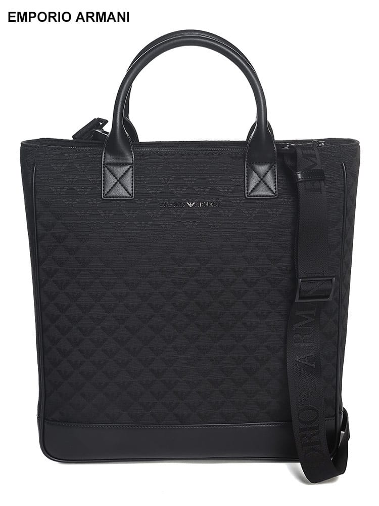 EMPORIO ARMANI (エンポリオアルマーニ) ジャガードロゴ ジップ トートバッグ EAY4N134Y022V ブランド メンズ 男性 バッグ 鞄